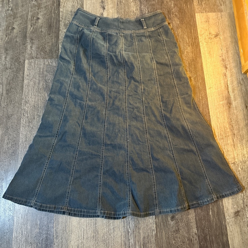 Cato Denim Maxi Skirt in Dark Blue
